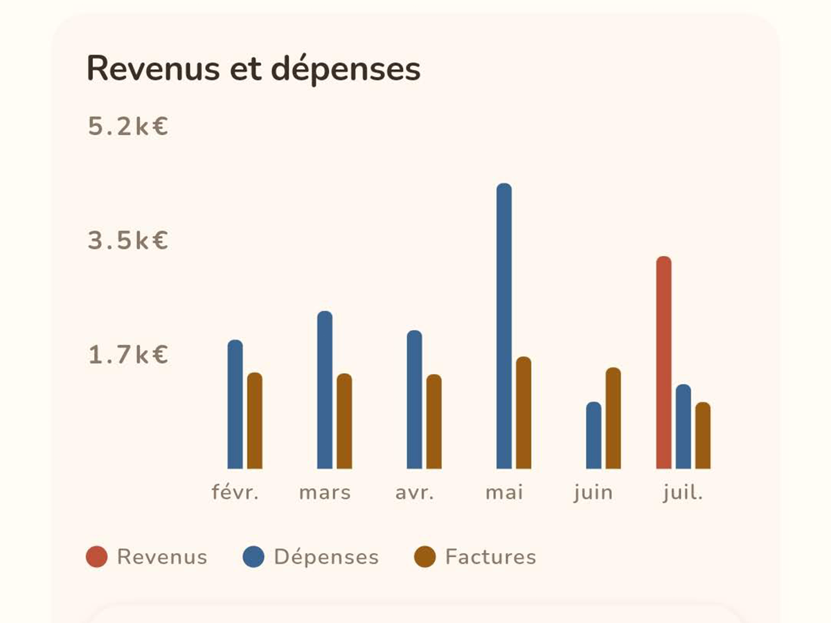 Écran des revenus et de la trésorerie Billsfort